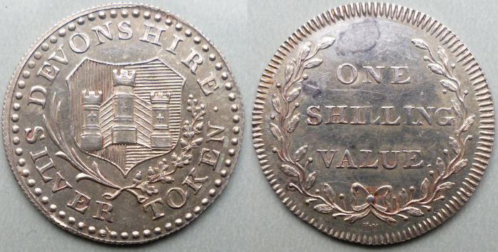 Devonshire shilling silver token Devonshire shilling silver token